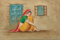 S. A. Noory, Thar Women I, 10 x 15 Inch, Watercolor on Paper, AC-SAN-026
